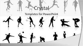  Presentation with different - Colorful slide deck enhanced with volleyball basketball - icons of different s silhouettes backdrop and a white colored foreground