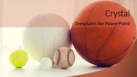  Presentation with game - Slide deck with volleyball basketball - sport fitness game and objects background and a red colored foreground