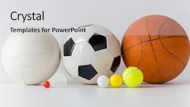  Presentation with sport - PPT theme featuring volleyball basketball - sport fitness game sports equipment background and a light gray colored foreground