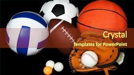  Presentation with sports volleyball - Colorful slide set enhanced with volleyball basketball - sports balls on black background backdrop and a tawny brown colored foreground