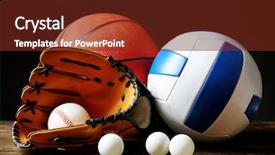  Presentation with sports balls - Amazing slides having volleyball basketball - sports balls on black background backdrop and a tawny brown colored foreground