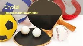  Presentation with variety of sports equipment - Audience pleasing slides consisting of volleyball basketball action - sports equipment isolated on white backdrop and a  colored foreground