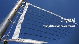  Presentation with volleyball net - Colorful PPT layouts enhanced with volleyball court net backdrop and a ocean colored foreground
