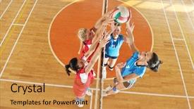 Presentation with volleyball - Presentation theme enhanced with volleyball game sport with group background and a  colored foreground