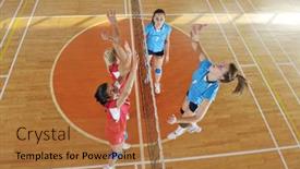  Presentation with volleyball - Amazing theme having volleyball-game-sport-with-group backdrop and a coral colored foreground