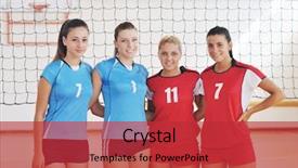  Presentation with volleyball - Amazing theme having volleyball game sport with group backdrop and a red colored foreground