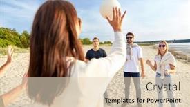  Presentation with beach volleyball - Slide deck enhanced with volleyball-leisure-games-and-people background and a lemonade colored foreground