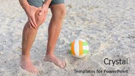  Presentation with volley - Colorful presentation design enhanced with man playing beach volley backdrop and a light gray colored foreground