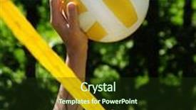  Presentation with volleyball net - Amazing PPT theme having to score over net backdrop and a tawny brown colored foreground