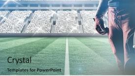  Presentation with volleyball - Beautiful presentation theme featuring volleyball player holding rugby helmet backdrop and a seafoam green colored foreground