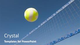  Presentation with beach ball - Slide deck consisting of volleyball-player-lobs-a-ball background and a teal colored foreground