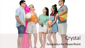  Presentation with beach volleyball - Slide deck having volleyball towel camera and air background and a lemonade colored foreground