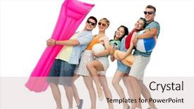  Presentation with beach volleyball - Presentation theme enhanced with volleyball towel camera and air background and a soft green colored foreground