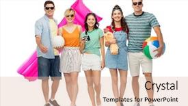  Presentation with beach volleyball - Presentation consisting of volleyball towel camera and air background and a lemonade colored foreground