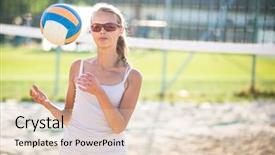  Presentation with golf player playing - Presentation theme with volleyball women - female beachvolleyball player background and a  colored foreground
