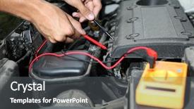  Presentation with voltmeter - Presentation design consisting of voltage level in car battery background and a gray colored foreground