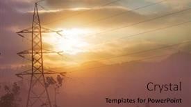  Presentation with green lines - Presentation theme with voltage-lines-and-green-agricultural background and a tawny brown colored foreground