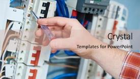  Presentation with fuse - PPT layouts with voltage of switching electric actuator background and a coral colored foreground