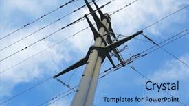  Presentation with blue sky - PPT theme with voltage power pole and blue background and a  colored foreground