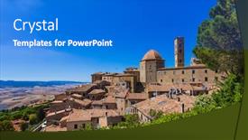  Presentation with tuscany - Theme having volterra-medieval-town-in-tuscany background and a cobalt blue colored foreground