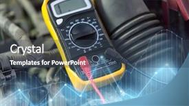  Presentation with digital car - Beautiful theme featuring voltmeter testing car battery backdrop and a tawny brown colored foreground