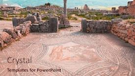  Presentation with morocco patterns traditional - Slide deck consisting of volubilis-archaeologic-site-in-morocco background and a lemonade colored foreground