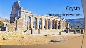  Presentation with north africa - Amazing presentation design having volubilis - roman basilica ruins in morocco north africa backdrop and a light blue colored foreground