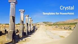  Presentation with north africa - PPT theme consisting of volubilis - roman basilica ruins in morocco north africa background and a cobalt blue colored foreground