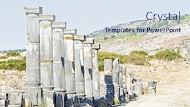  Presentation with north africa - Audience pleasing PPT theme consisting of volubilis - roman basilica ruins in morocco north africa backdrop and a sky blue colored foreground