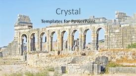  Presentation with north africa - Audience pleasing PPT theme consisting of volubilis - roman basilica ruins in morocco north africa backdrop and a light blue colored foreground