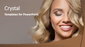  Presentation with curly hair - PPT layouts consisting of happy long haired girl - blonde woman with curly beautiful background and a coral colored foreground