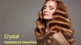  Presentation with long hair - Presentation theme featuring portrait of woman with long curly beautiful ginger hair background and a tawny brown colored foreground