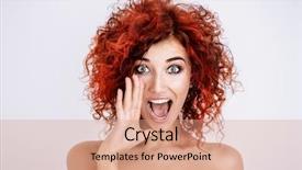  Presentation with cosmetics beauty - Cool new presentation theme with pretty emotional girl with curly backdrop and a coral colored foreground