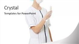  Presentation with scientist - Slides with volumetric - closeup portrait of female scientist background and a white colored foreground