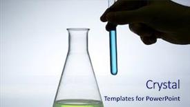  Presentation with medical science equipment research laboratory - Theme featuring volumetric - medical experiment erlenmeyer flash background and a sky blue colored foreground