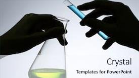  Presentation with medical science equipment research laboratory - Cool new PPT theme with volumetric - medical experiment erlenmeyer flash backdrop and a sky blue colored foreground