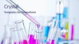  Presentation with test tubes - Cool new PPT theme with volumetric - test tubes with pipette backdrop and a sky blue colored foreground