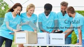  Presentation with donation - PPT theme with voluntary-volunteer-team-collects background and a light blue colored foreground