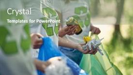  Presentation with plastic recycling - Slides with volunteer-cleans-up-the-park background and a seafoam green colored foreground