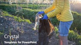  Presentation with earth day - Colorful presentation enhanced with volunteer-collecting-plastic-garbage-earth backdrop and a dark gray colored foreground