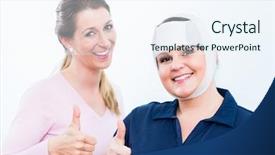  Presentation with first aid - Presentation theme consisting of participants of first aid course background and a sky blue colored foreground