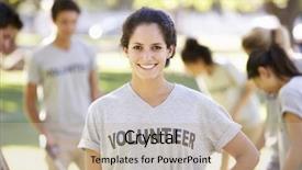  Presentation with volunteer - Presentation theme consisting of volunteer group clearing litter background and a mint green colored foreground