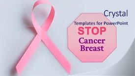  Presentation with breast cancer - Beautiful slides featuring volunteer poster - pink breast cancer ribbon backdrop and a sky blue colored foreground