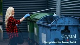  Presentation with plastic bag - Colorful slide deck enhanced with volunteer-puts-plastic-trash-bag backdrop and a ocean colored foreground