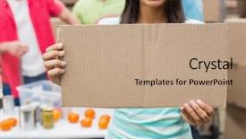  Presentation with volunteer - Colorful PPT theme enhanced with volunteer showing a poster backdrop and a coral colored foreground