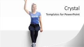  Presentation with volunteer - Presentation featuring volunteer sitting on a white background and a white colored foreground