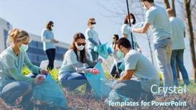  Presentation with medical virus - PPT layouts having volunteering-charity-and-ecology-concept background and a teal colored foreground