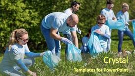  Presentation with ecology - PPT layouts featuring volunteering charity cleaning people background and a tawny brown colored foreground
