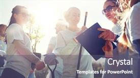  Presentation with charity - Amazing slide set having teen plant - volunteering charity people and ecology backdrop and a violet colored foreground