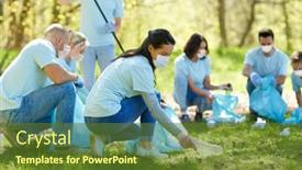  Presentation with virus disease - Amazing presentation design having volunteering-health-and-ecology-concept backdrop and a tawny brown colored foreground